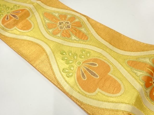 JAPANESE FUKURO OBI / SAGANISHIKI / WOVEN FLOWER TATEWAKU PATTERN